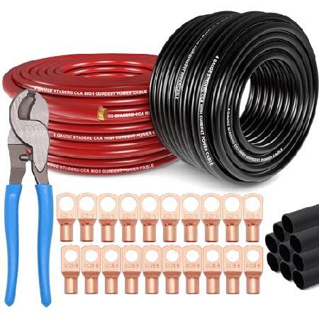 【並行輸入品】 4 Gauge Wire (50ft Each - Red/Black) Coppe...