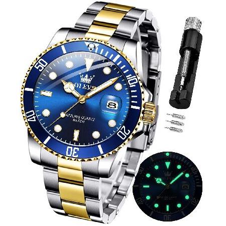 【並行輸入品】 OLEVS Two Tone Stainless Steel Watch for M...