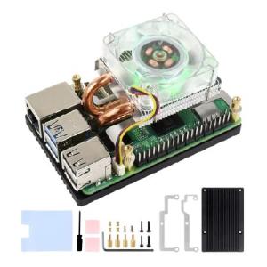 【並行輸入品】 Waveshare 薄型ICE Tower CPU冷却ファン、Raspberry Pi 5、U字型銅管、冷却フィン、カラフルなRGB LED付きクーラーに対応