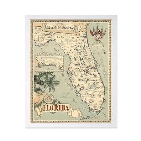 【並行輸入品】 Poster Master Vintage Map of Florida Print...