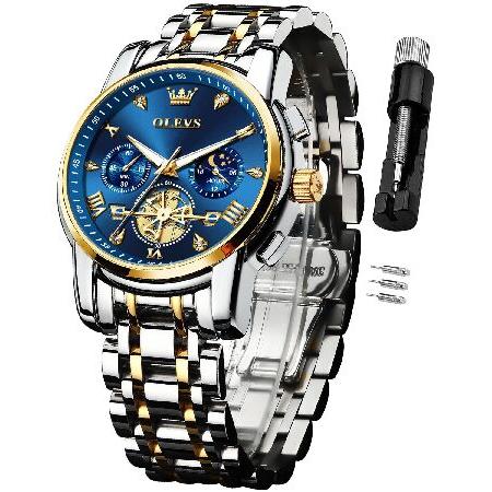 【並行輸入品】 OLEVS Watches for Men Stainless Steel Chro...