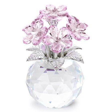 【並行輸入品】 YWHL ピンククリスタル Forget Me Not 置物 台座付き クリスタルガ...