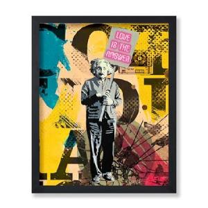【並行輸入品】 ポスター Master Love Is The Answer ポスター - アインシュタインプリント - Mr. Brainwash Art - 抽象アート - グラフィティアート - ストリー