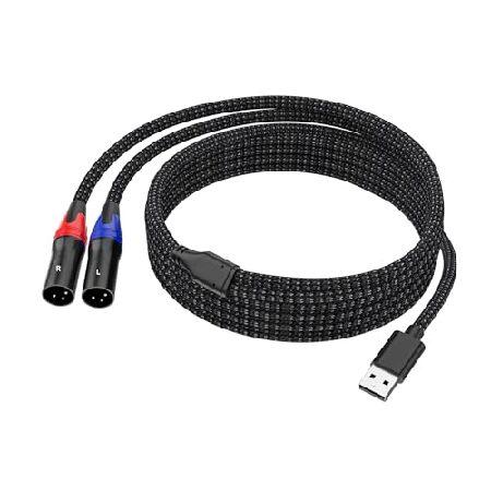 【並行輸入品】 USB A - デュアルXLRオスオーディオケーブルとSterroパワーアンプケーブ...