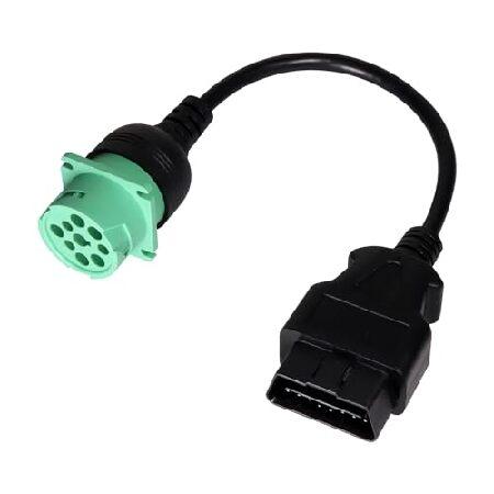 【並行輸入品】 16ピンオス-9ピンメス OBD2 OBDII - J1939 グリーンタイプ2アダ...