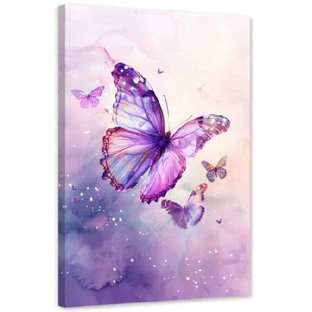 【並行輸入品】 ARTZGX 蝶 キャンバス ウォールアート ピンク 紫の蝶の絵 壁装飾 水彩画 女...