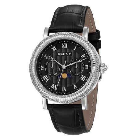 【並行輸入品】 BERNY メンズクォーツ腕時計 ムーンフェイズ アナログ腕時計 カジュアルウォッチ...