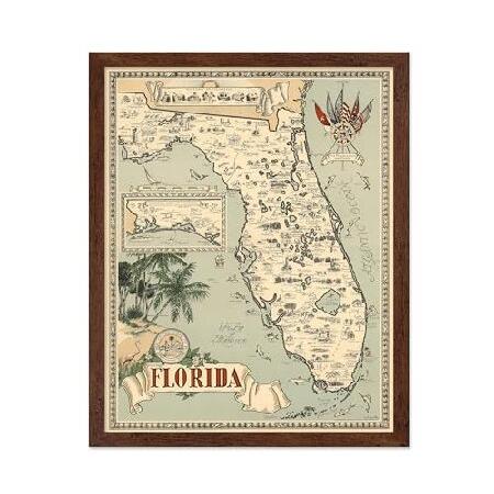 【並行輸入品】 Monem Art Vintage Map of Florida Print - T...