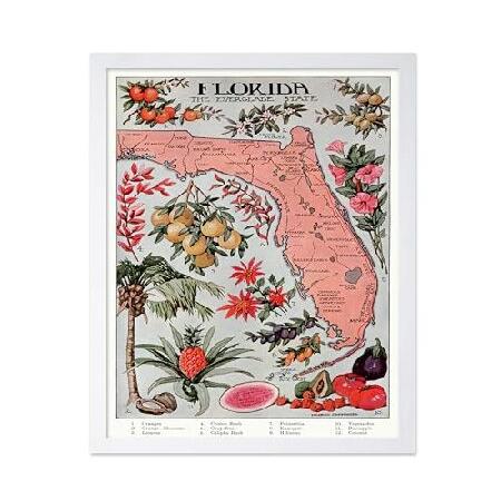 【並行輸入品】 Monem Art Florida Vintage Map Poster - Fru...