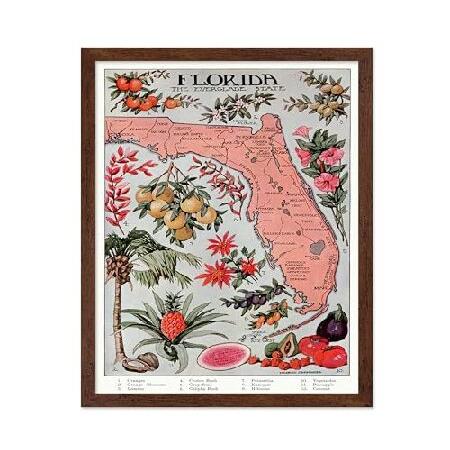 【並行輸入品】 Monem Art Florida Vintage Map Poster - Fru...
