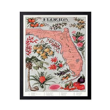 【並行輸入品】 Monem Art Florida Vintage Map Poster - Fru...