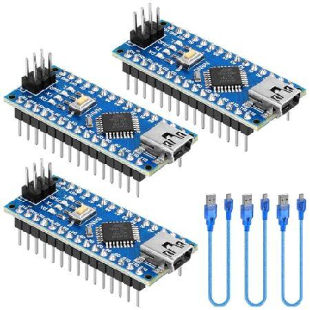 【並行輸入品】 YELUFT ナノV3.0ボード ケーブル付き 3個 ATMEGA328P MCU ...