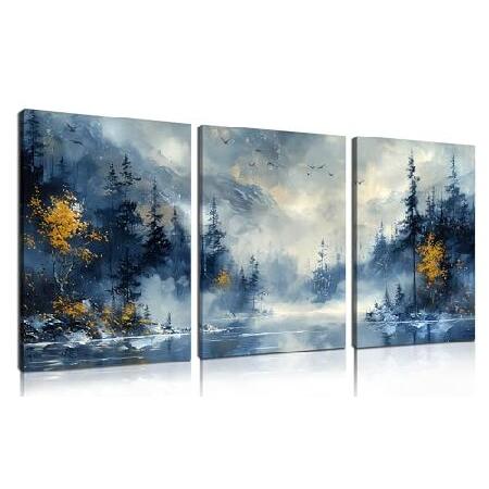 【並行輸入品】 Forest Pictures オフィス用ウォールアート - モダンブルーキャンバス...