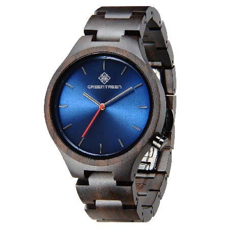 【並行輸入品】 GREENTREEN メンズレディース木製腕時計:アナログクォーツ腕時計 - 軽量天...