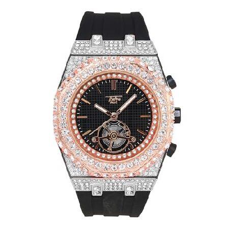 【並行輸入品】 ICE STAR メンズ 43mm アイスアウト八角形ケース シリコンバンドウォッチ...