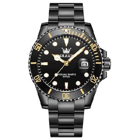 【並行輸入品】 OLEVS Mens All Black Watch Big Face Stainl...