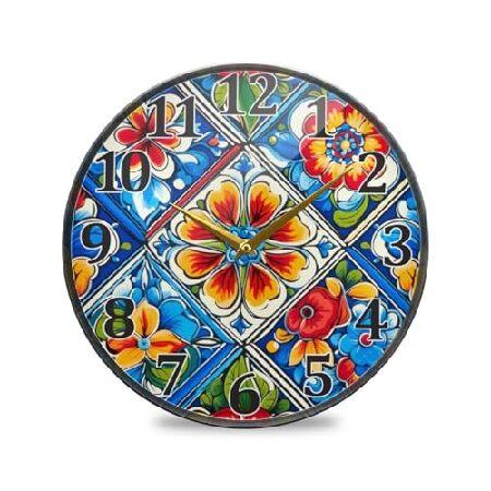 【並行輸入品】 YANENDIE メキシコセラミックタイル 壁掛け時計 1個 - サイレントでカチカ...