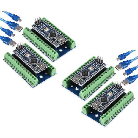 【並行輸入品】 4点セット:Nano V3.0 ATmega328P用ミニコントローラーボードモジュ...