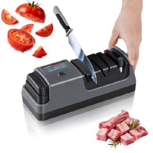 【並行輸入品】 5イン1電動ナイフとハサミシャープナー、キッチンナイフ用電動ナイフシャープナー、3速高速ナイフ研ぎ、ダイヤモンド研磨剤、LCDディスプレイ。