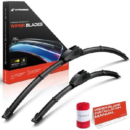 【並行輸入品】 A-Premium ワイパーブレード 摩耗インジケーター＆タオル付き 2枚パック -...