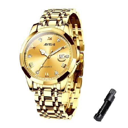 【並行輸入品】 AIYISHI Luxury Gold Mens Watch - Gold Stai...