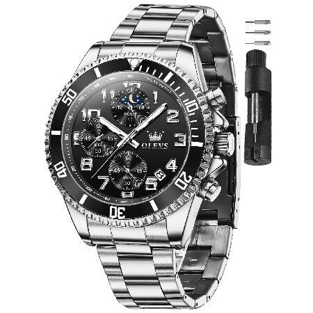 【並行輸入品】 OLVES Black and Silver Watches for Men Dre...