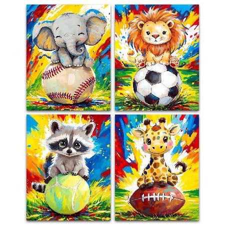 【並行輸入品】 ZOIYINO グラフィティ スポーツ 保育園 壁アート装飾、赤ちゃん動物 スポーツ...
