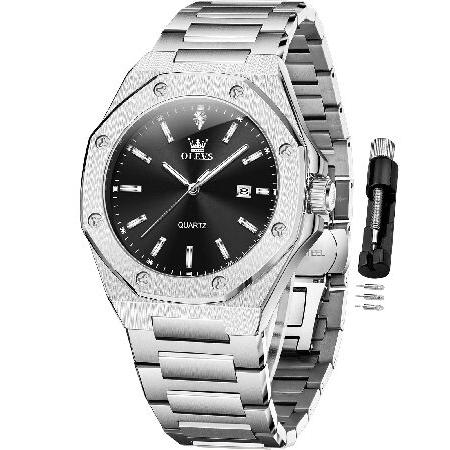 【並行輸入品】 OLEVS Mens Watches Luxury Dress Casual Bla...