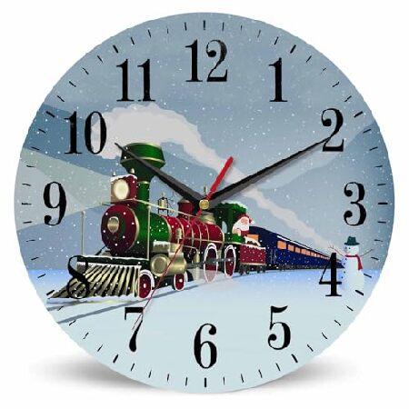 【並行輸入品】 Mxocom クリスマス ハッピー 壁掛け時計 サンタ クロース 蒸気機関車 冬 1...