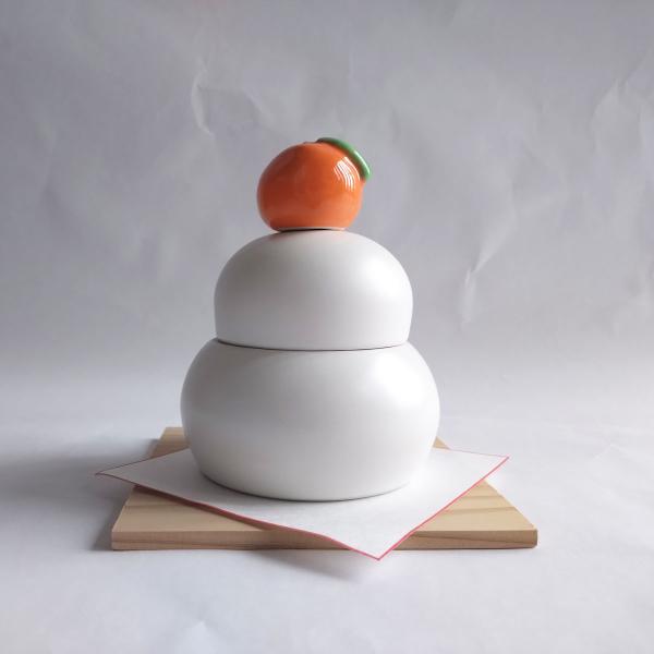 かもしか道具店 かもしか花卉店 陶の鏡餅 山口陶器 お正月飾り かがみもち 陶器 飾り オブジェ イ...