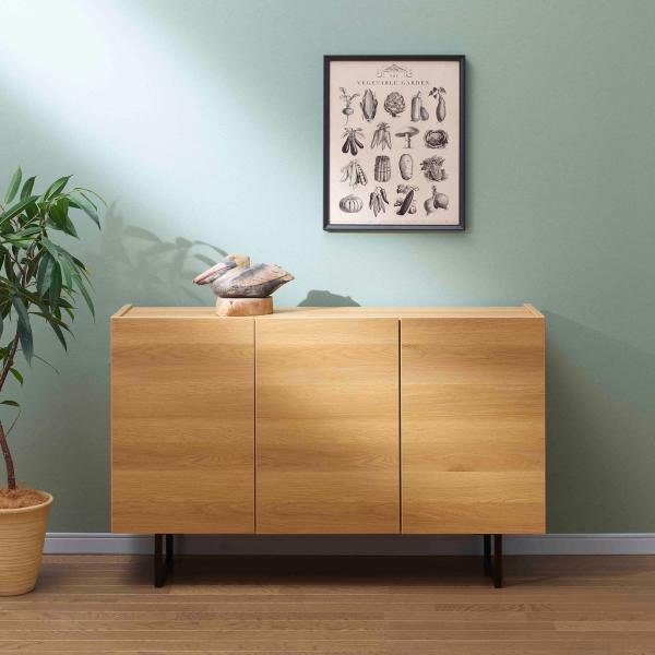 サイドボード 板戸 キャビネット キャナルオーク 幅120cm 奥行33cm 高さ75cm BLC-...