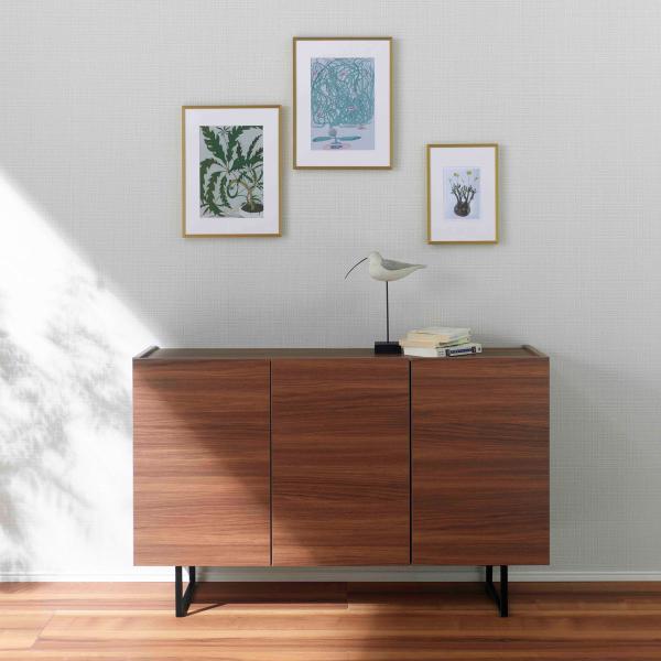 サイドボード 板戸 キャビネット リアルウォルナット 幅120cm 奥行33cm 高さ75cm BL...