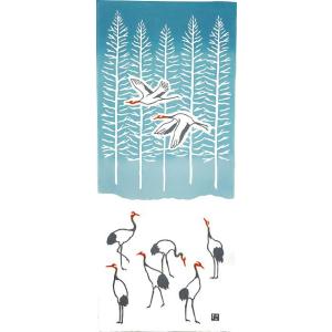 にじゆら 手ぬぐい 丹頂鶴 日本製 手拭い 綿100% メール便可