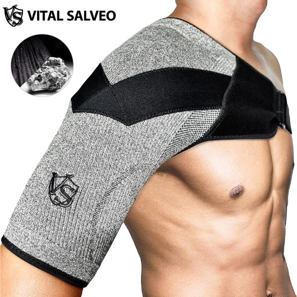 VITAL SALVEO バイタルサルヴェオ 着圧肩スリーブ 肩用サポーター 暖かい 竹炭&amp;ゲルマニ...