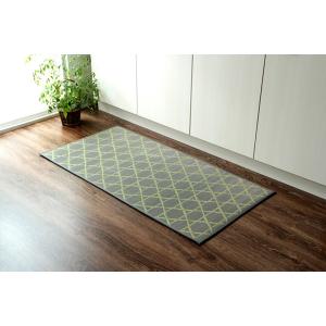 い草　キッチン マット　60ｘ270cm 幅広タイプ おしゃれ い草 畳 60×270cm 　グレイ　 和 モダン　８２４３５６０　籠目