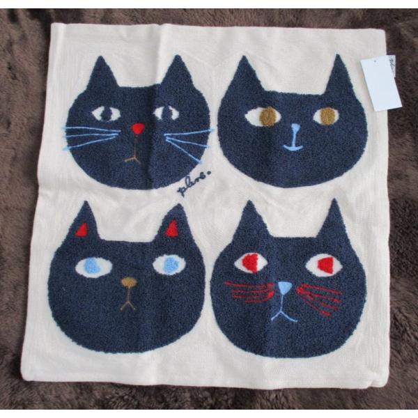 刺繍　カバークッションカバー　プレーン　ミミココモモ　　約４５ｘ４５ｃｍ　ブルー　※クッションカバー...