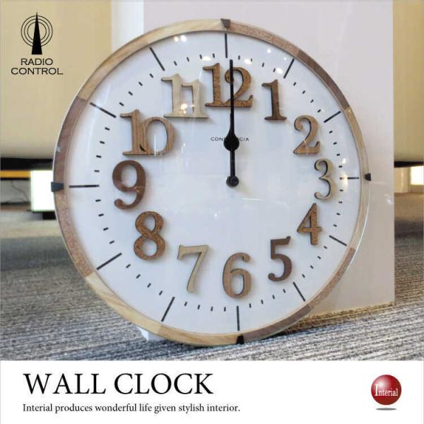 壁掛け時計　電波時計　コルク　天然木　北欧　ホワイト　ナチュラル　おしゃれ　直径30cm　リビング用...
