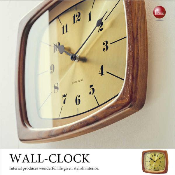 壁掛け時計　ヴィンテージ　ゴールド　おしゃれ　四角形　静音　連続秒針　メタリック　レトロ　かっこいい...
