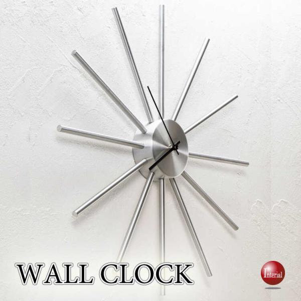 シルバーがスタイリッシュなアルミ製壁掛け時計 メンテナンスしやすいシンプルなウォールクロック 音なし...