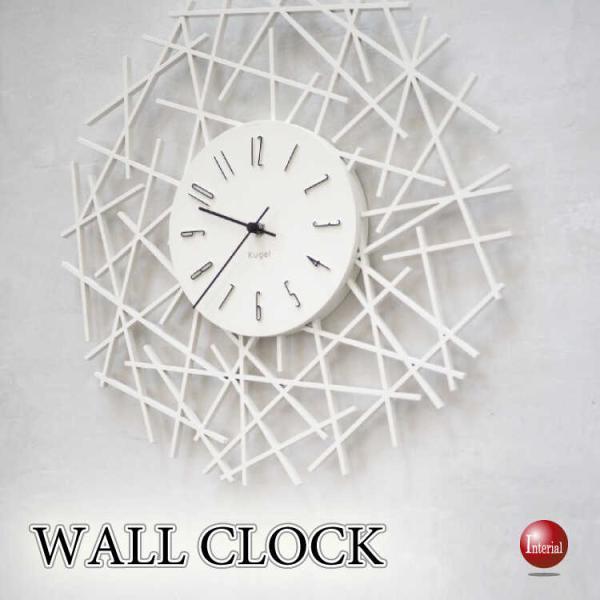 インパクト抜群！白いウォールアートの壁掛け時計 ホワイト 音なし連続秒針 ウォールクロック スイープ...