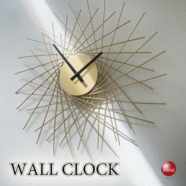 おしゃれな立体的デザインの壁掛け時計 個性的なゴールドのウォールクロック リビングおすすめインテリア...