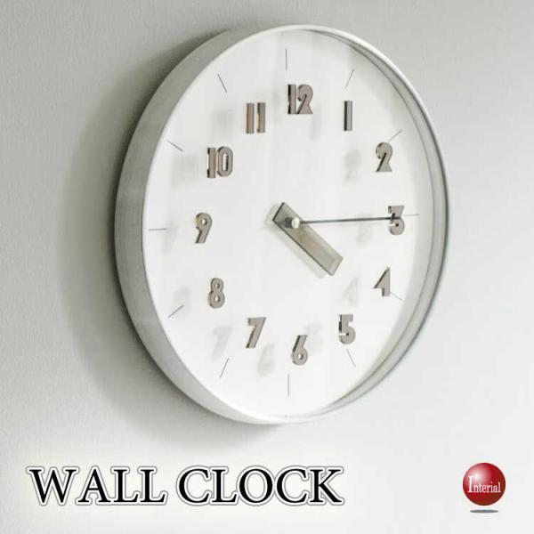 立体的なポップ＆メタリックの壁掛け時計 グレー 静かなスイープムーブメント 連続秒針 サイレントムー...