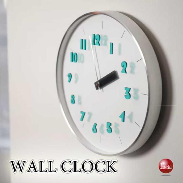 立体的なポップ＆メタリックのウォールクロック グリーン色 静かなスイープムーブメント 連続秒針 サイ...