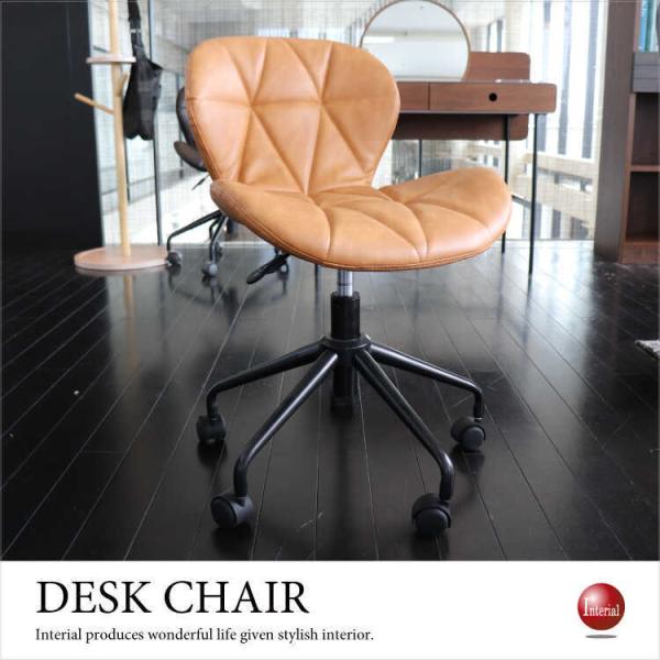 デスクチェア　おしゃれ　レザー　革　ワークチェア　パソコンチェア　回転　昇降式　キャスター付き　ヴィ...