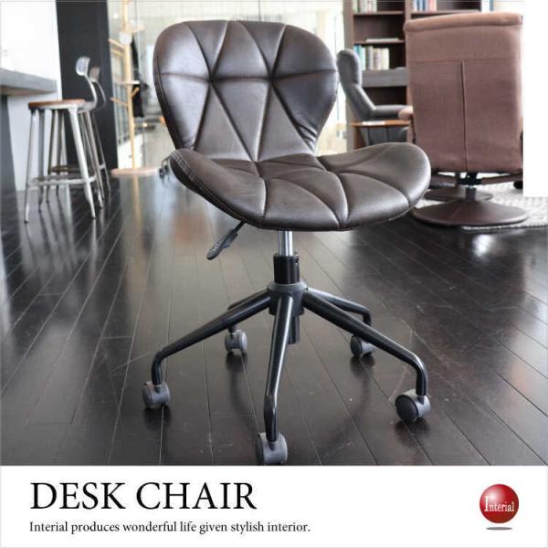 パソコンチェア　レザー　革　おしゃれ　デスクチェア　ワークチェア　かっこいい　回転　昇降式　キャスタ...