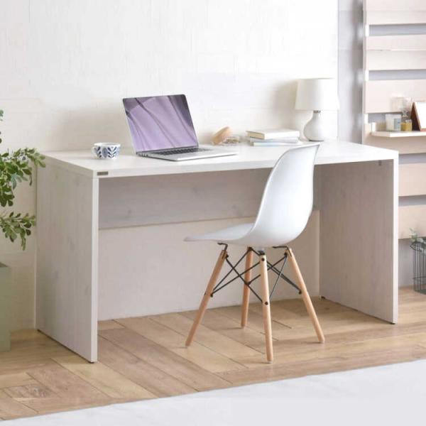 デスク 平机 白 北欧 おしゃれ シンプル 140cm 木目調 ホワイト パソコンデスク ワイド 勉...