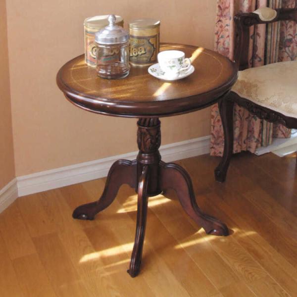 ラウンドテーブル 丸テーブル 丸型 アンティーク お洒落 完成品 ブラウン シャビー ヨーロピアン ...