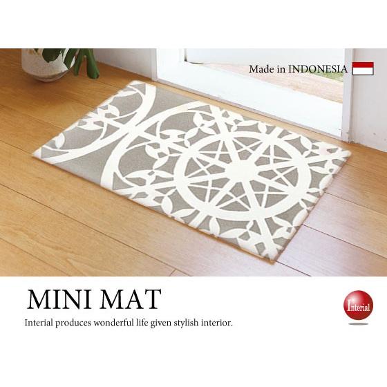 ホワイトレース柄・モダンデサインミニマット（50cm×80cm）