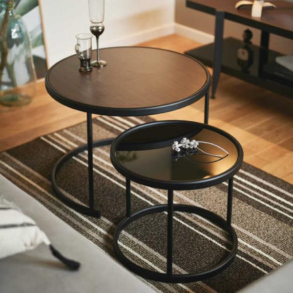 ネストテーブル ローテーブル ツイン テーブル 丸 おしゃれ モダン  センターテーブル リビング ...