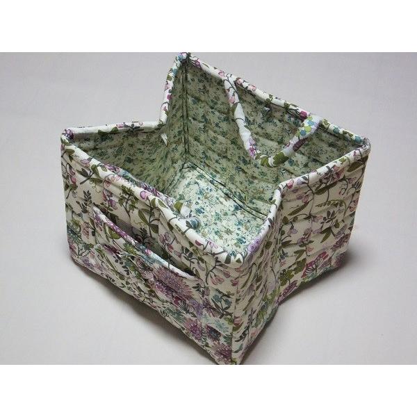 キルティング　新聞ストッカー/収納/バスケット/小物入れ　約33ｃｍｘ27ｃｍｘ26ｃｍ　グリーン　...